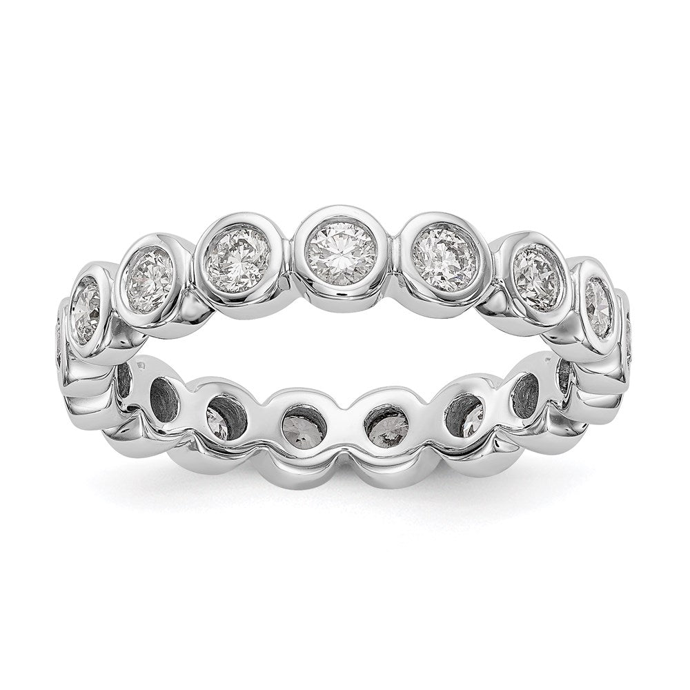 Solid Real 14k White Gold Polished 1ct Bezel Set CZ Eternity Wedding Band Ring