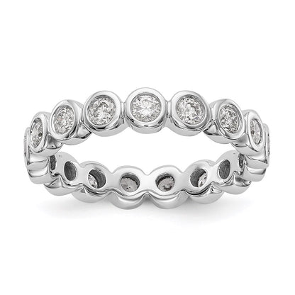 Solid Real 14k White Gold Polished 1ct Bezel Set CZ Eternity Wedding Band Ring
