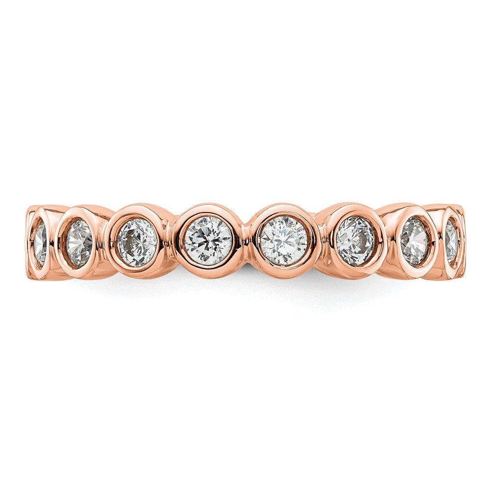 Solid Real 14k Rose Gold Polished 1ct Bezel Set CZ Eternity Wedding Band Ring