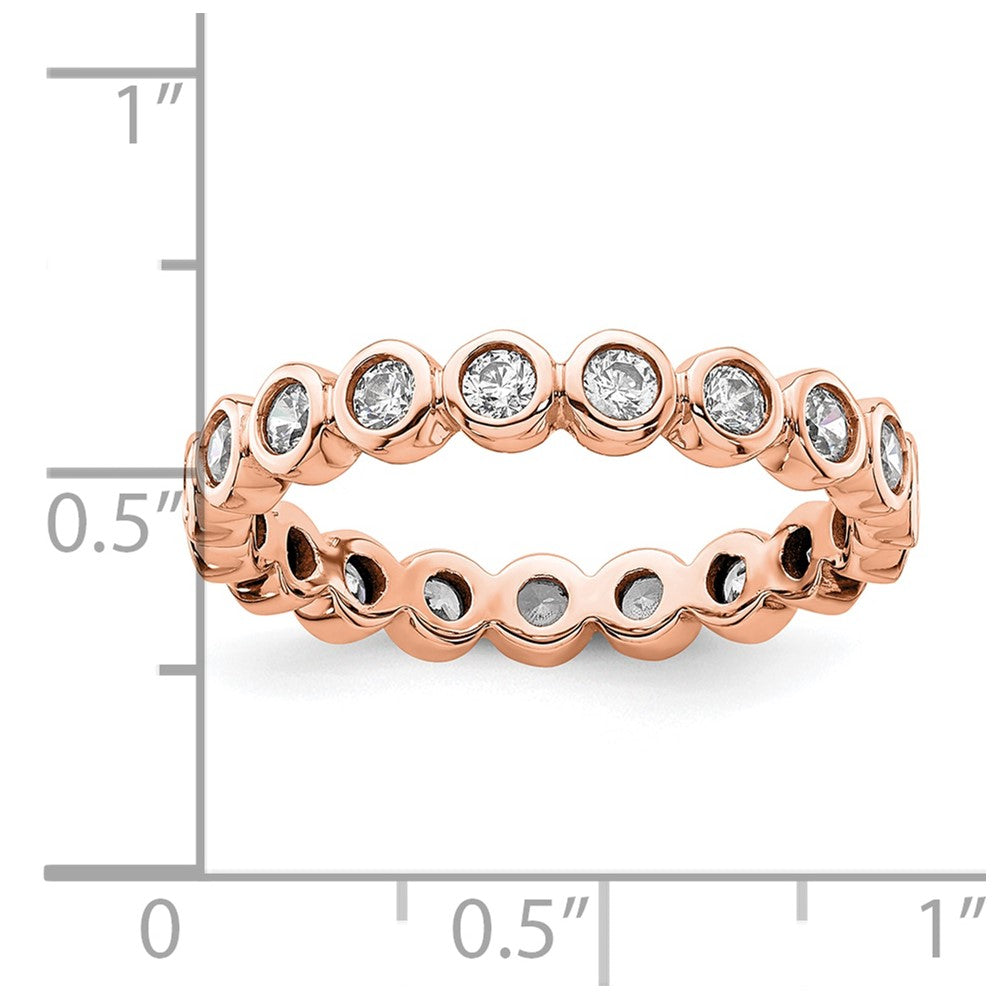 Solid Real 14k Rose Gold Polished 1ct Bezel Set CZ Eternity Wedding Band Ring
