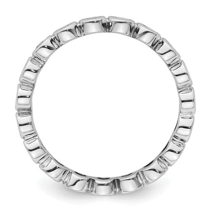 Solid Real 14k White Gold Polished 1ct Bezel Set CZ Eternity Wedding Band Ring