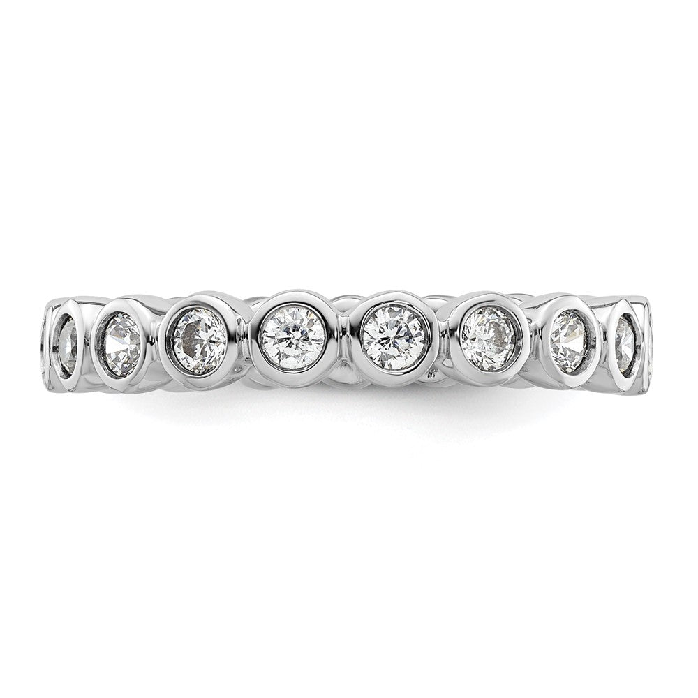 Solid Real 14k White Gold Polished 1ct Bezel Set CZ Eternity Wedding Band Ring