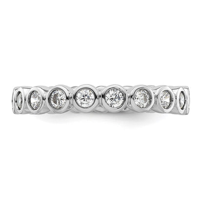Solid Real 14k White Gold Polished 1ct Bezel Set CZ Eternity Wedding Band Ring