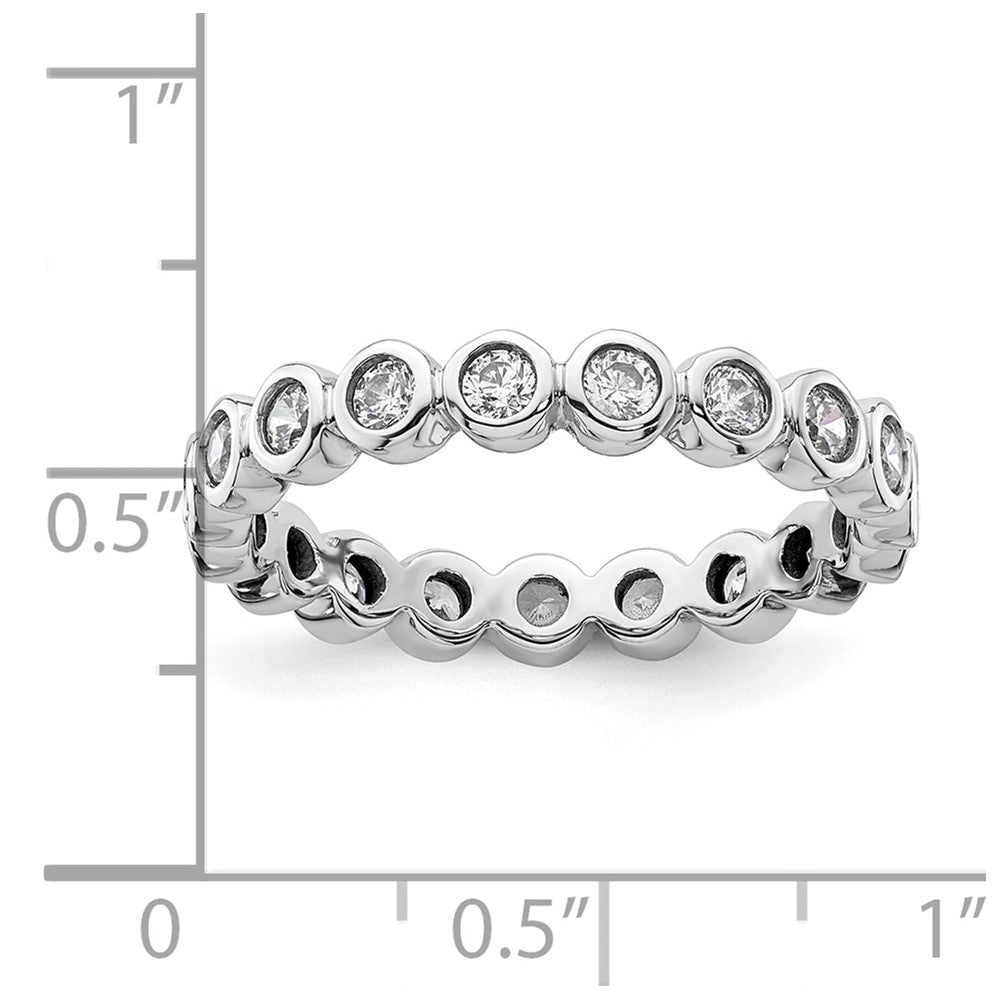 Solid Real 14k White Gold Polished 1ct Bezel Set CZ Eternity Wedding Band Ring