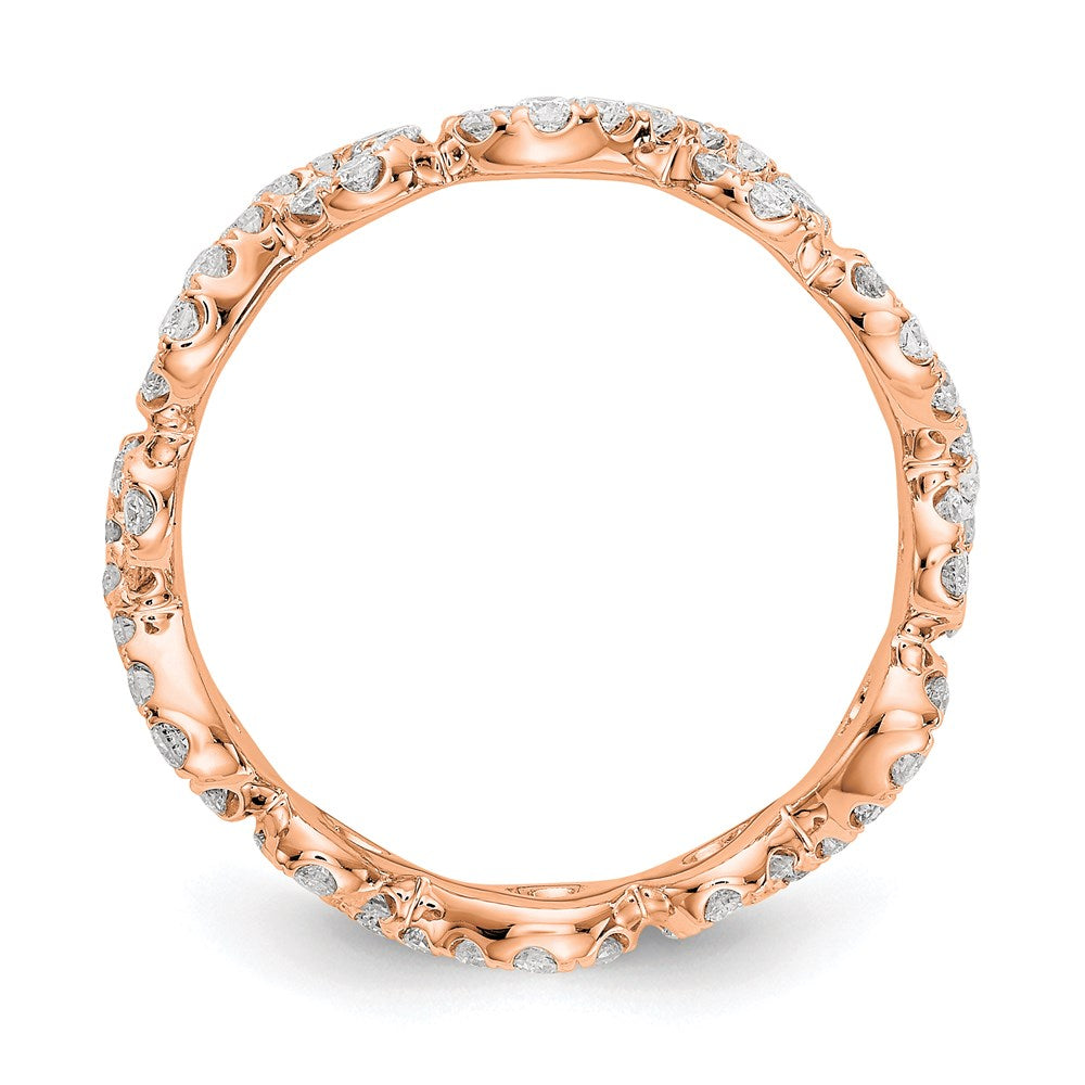 Solid Real 14k Rose Gold Polished Infinity Shared U Prong Size 5 CZ Eternity Wedding Band Ring