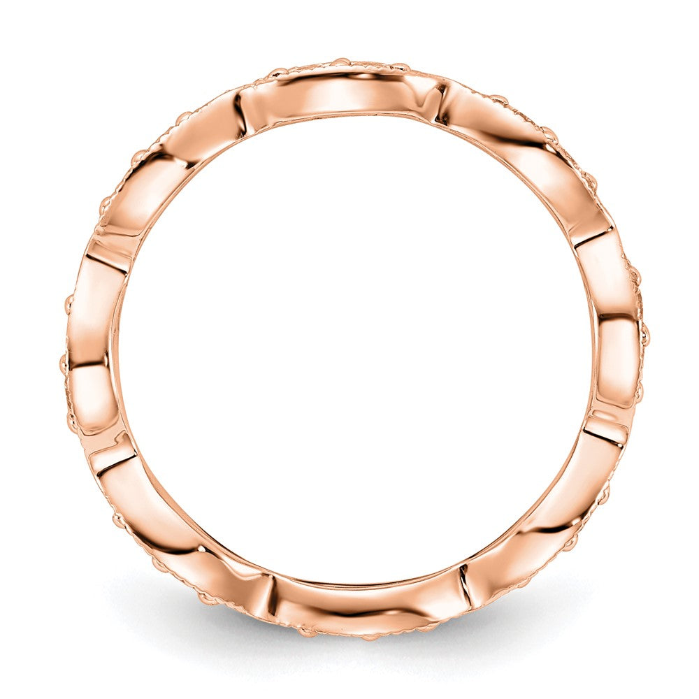 Solid Real 14k Rose Gold Polished Vintage Pave Size 7 CZ Eternity Wedding Band Ring