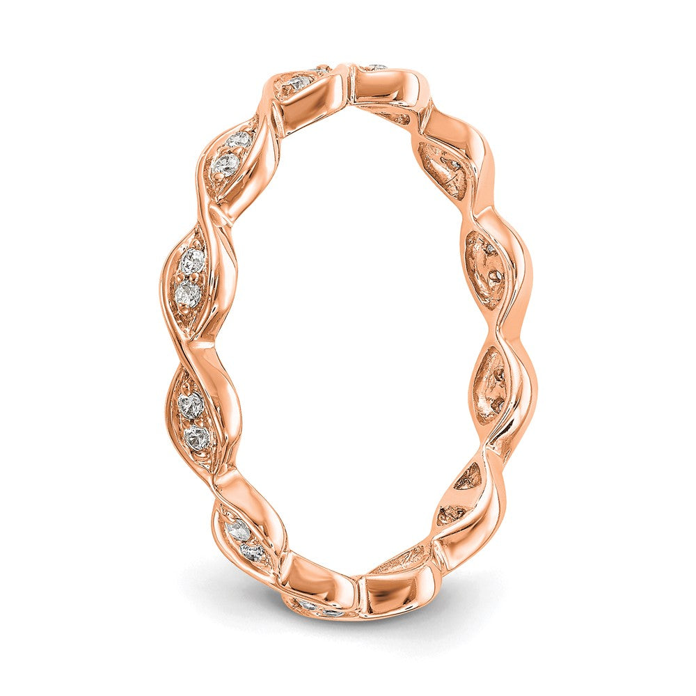 Solid Real 14k Rose Gold Polished Vintage Pave Size 7 CZ Eternity Wedding Band Ring