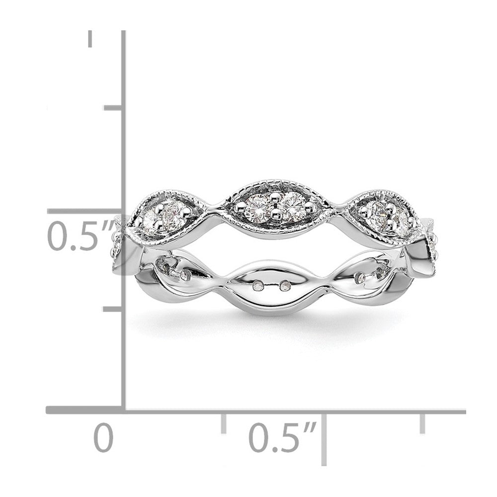 Solid Real 14k White Gold Polished Vintage Pave Size 7 CZ Eternity Wedding Band Ring