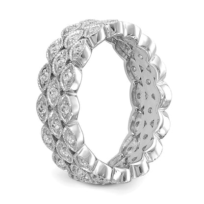 14k White Gold 1/2 Ct. Lab Grown Diamond VS/SI+ G+ Triple Row Marquise Eternity Band Ring