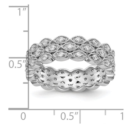14k White Gold 1/2 Ct. Lab Grown Diamond VS/SI+ G+ Triple Row Marquise Eternity Band Ring