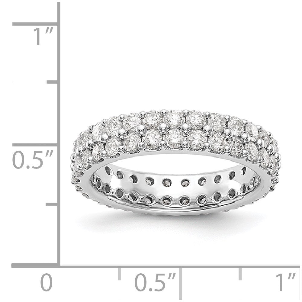 Solid Real 14k White Polished Round 2CT Double Row CZ Eternity Wedding Band Ring