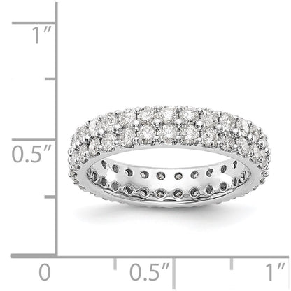 Solid Real 14k White Polished Round 2CT Double Row CZ Eternity Wedding Band Ring