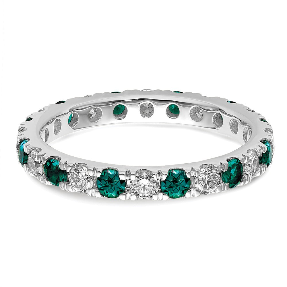 14k White Gold 3/8 Ct. Lab Grown Diamond VS/SI+ G+ and Lab Created Alexandrite Eternity Band Ring