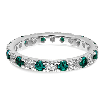 14k White Gold 3/8 Ct. Lab Grown Diamond VS/SI+ G+ and Lab Created Alexandrite Eternity Band Ring