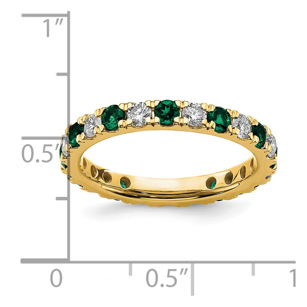 14k Yellow Gold 3/4 Ct. Lab Grown Diamond VS/SI+ G+ and Lab Created Emerald Eternity Band Ring