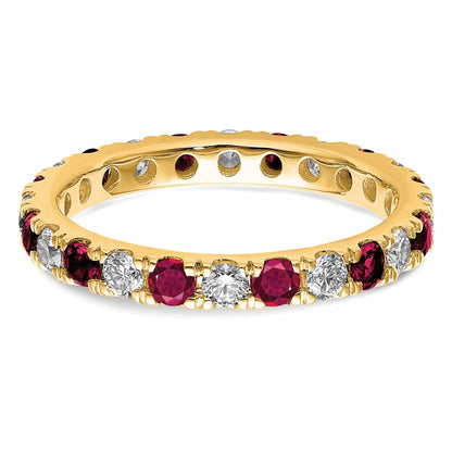 14k Yellow Gold 7/8 Ct. Lab Grown Diamond VS/SI+ G+ and Lab Created Ruby Eternity Band Ring