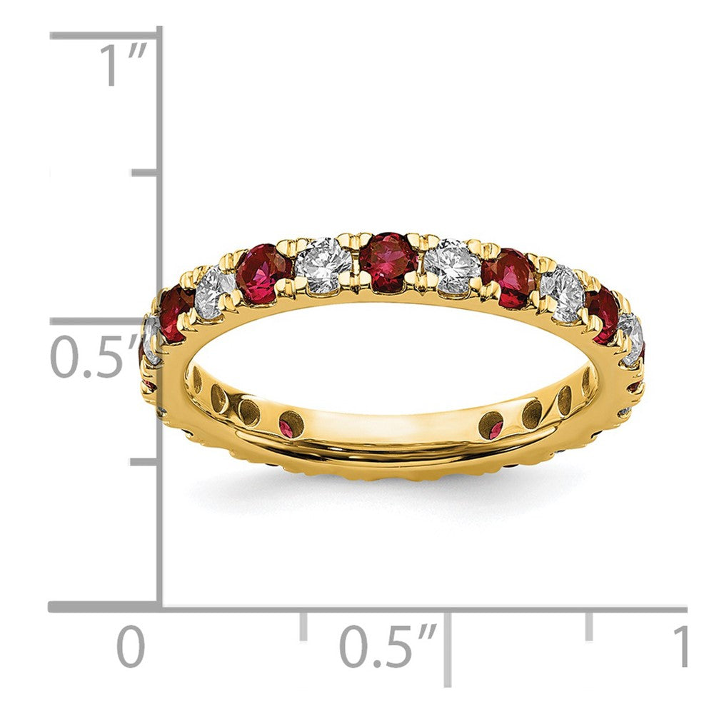 14k Yellow Gold 3/4 Ct. Lab Grown Diamond VS/SI+ G+ and Lab Created Ruby Eternity Band Ring
