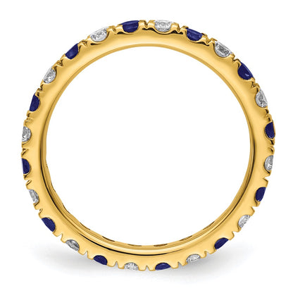 14k Yellow Gold 3/4 Ct. Lab Grown Diamond VS/SI+ G+ and Lab Created Blue Sapphire Eternity Band Ring