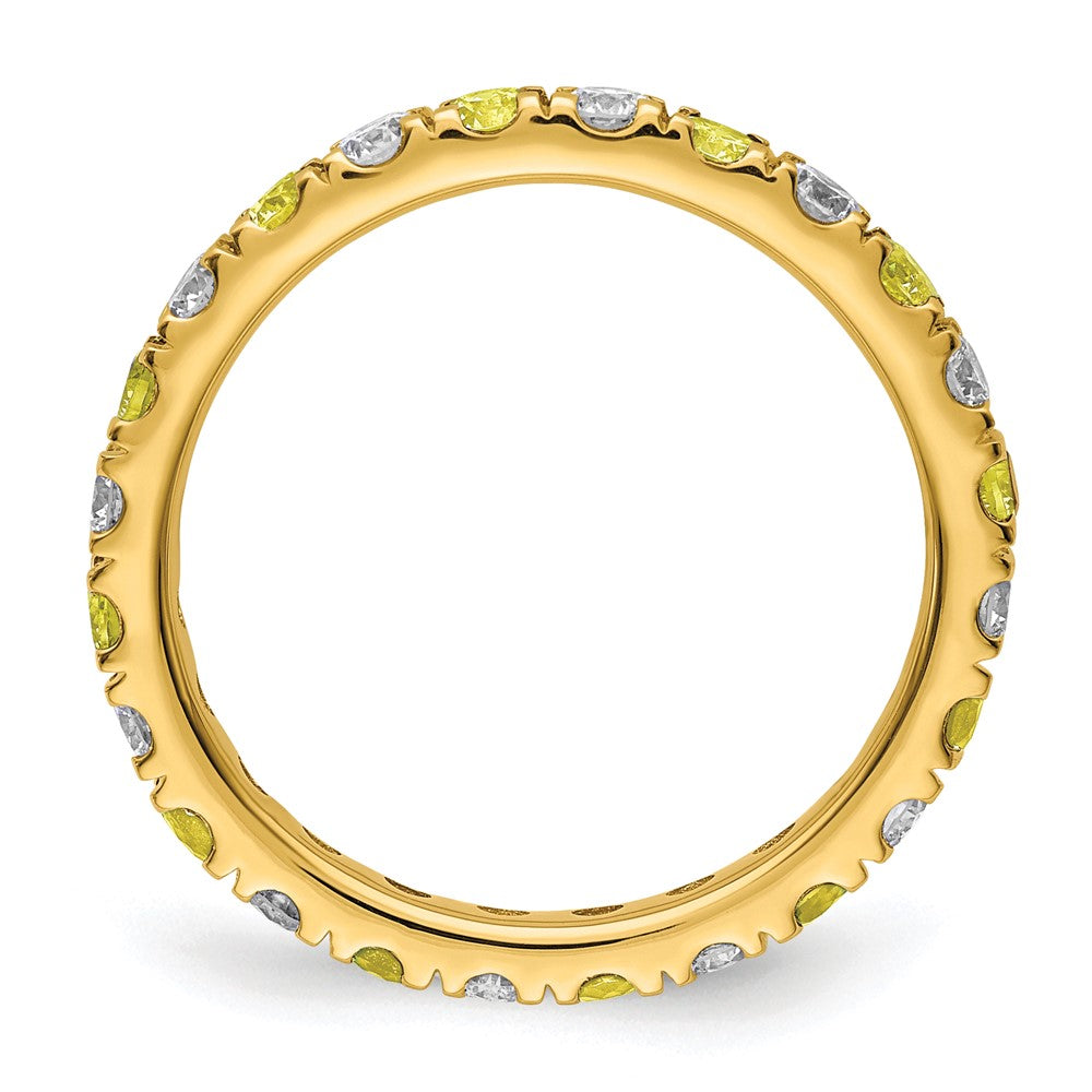 14k Yellow Gold 3/4 Ct. Lab Grown Diamond VS/SI+ G+ and Lab Created Sapphire Eternity Band Ring