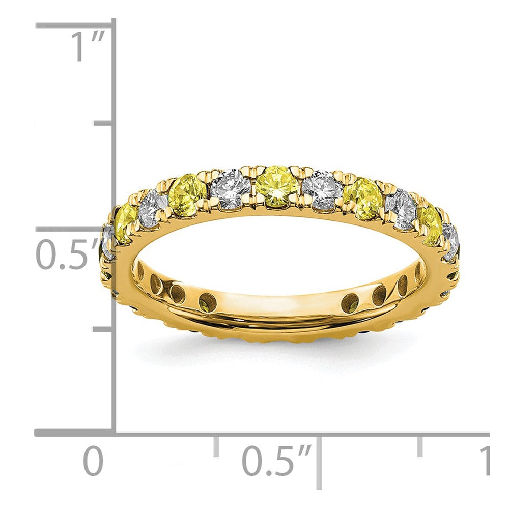 14k Yellow Gold 7/8 Ct. Lab Grown Diamond VS/SI+ G+ and Lab Created Sapphire Eternity Band Ring