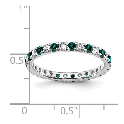 14k White Gold 1/2 Ct. Lab Grown Diamond VS/SI+ G+ and Lab Created Alexandrite Eternity Band Ring