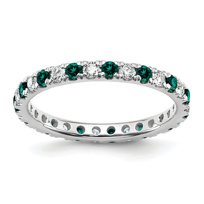 14k White Gold 1/2 Ct. Lab Grown Diamond VS/SI+ G+ and Lab Created Alexandrite Eternity Band Ring