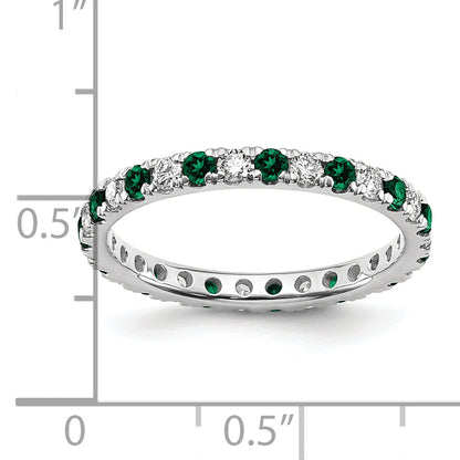 14k White Gold 1/2 Ct. Lab Grown Diamond VS/SI+ G+ and Lab Created Emerald Eternity Band Ring