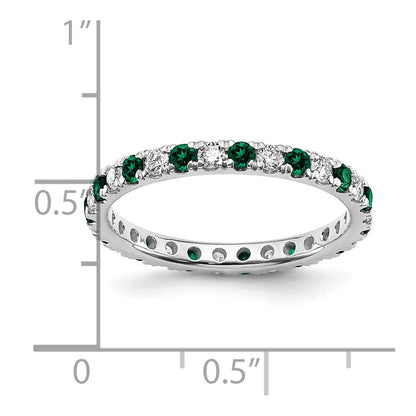 14k White Gold 3/8 Ct. Lab Grown Diamond VS/SI+ G+ and Lab Created Emerald Eternity Band Ring