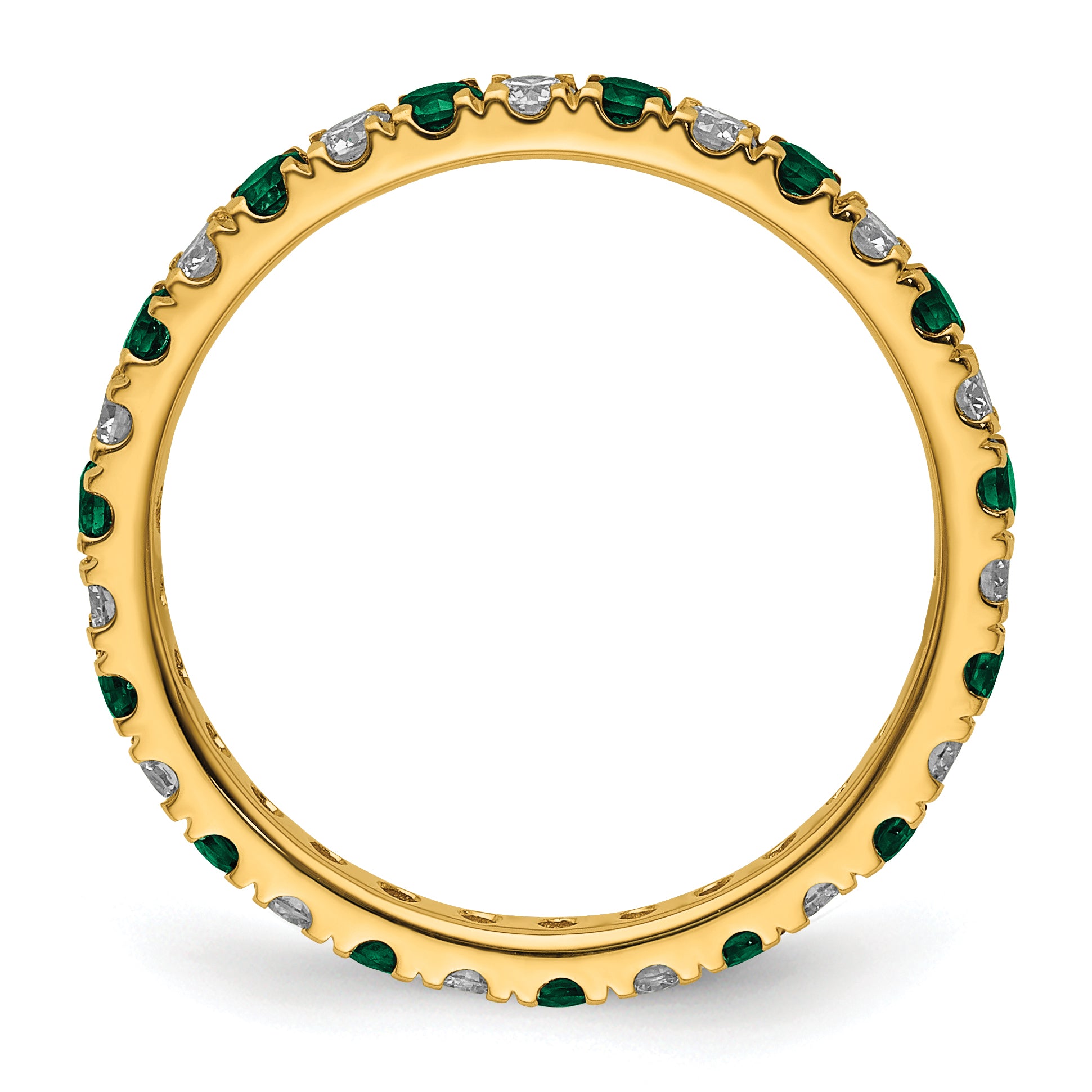 14k Yellow Gold 1/2 Ct. Lab Grown Diamond VS/SI+ G+ and Lab Created Emerald Eternity Band Ring