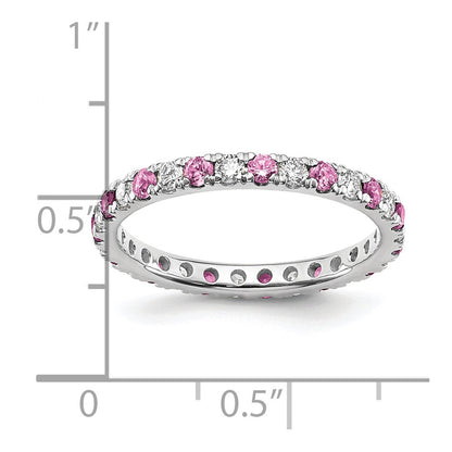 14k White Gold 1/2 Ct. Lab Grown Diamond VS/SI+ G+ and Lab Created Pink Sapphire Eternity Band Ring