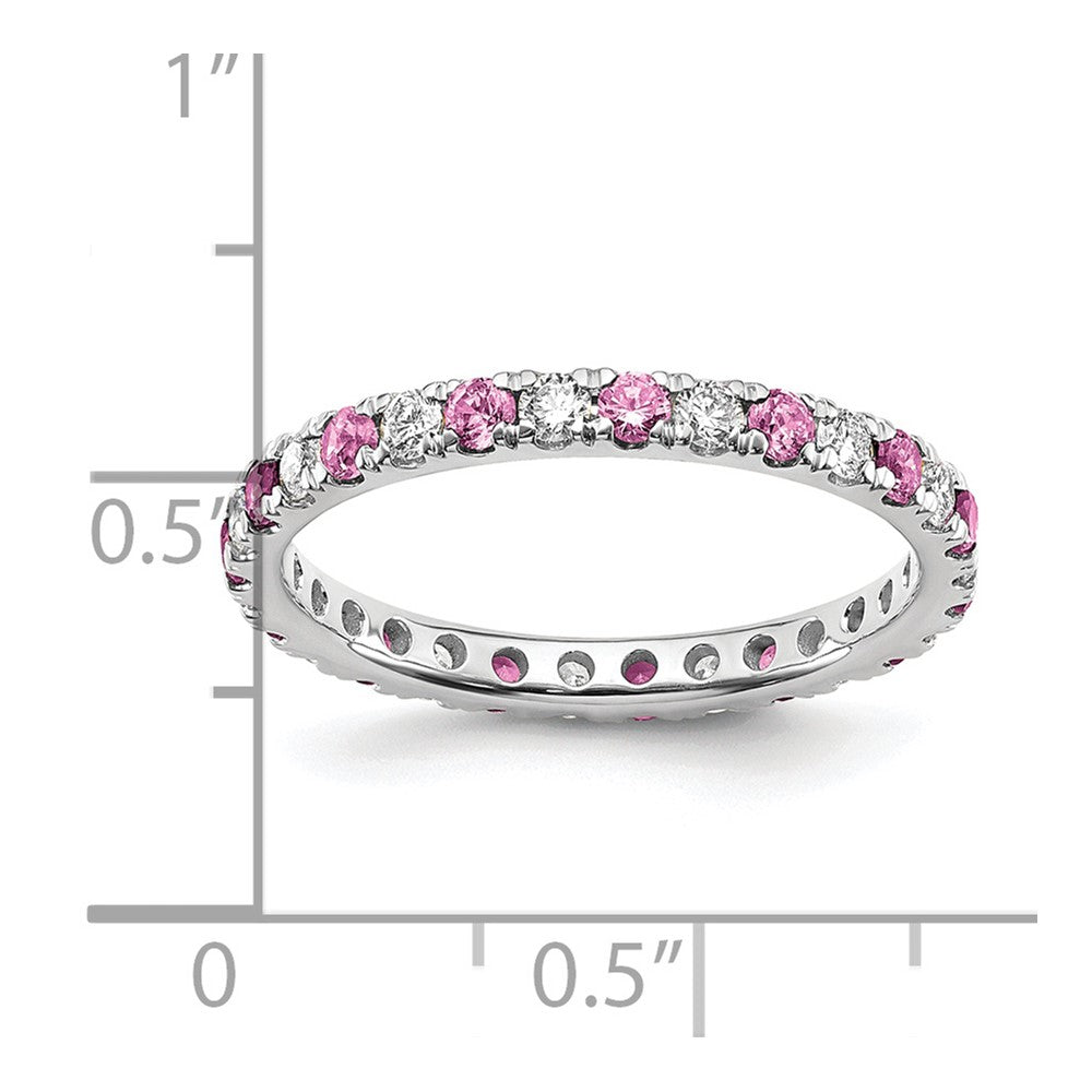 14k White Gold 1/2 Ct. Lab Grown Diamond VS/SI+ G+ and Lab Created Pink Sapphire Eternity Band Ring