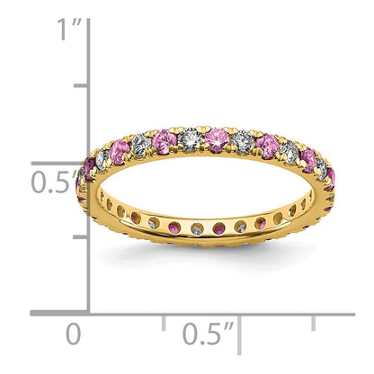 14k Yellow Gold 1/2 Ct. Lab Grown Diamond VS/SI+ G+ and Lab Created Pink Sapphire Eternity Band Ring