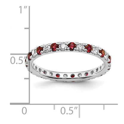14k White Gold 3/8 Ct. Lab Grown Diamond VS/SI+ G+ and Lab Created Ruby Eternity Band Ring