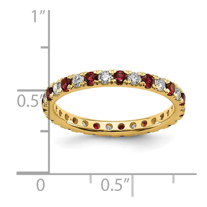 14k Yellow Gold 1/2 Ct. Lab Grown Diamond VS/SI+ G+ and Lab Created Ruby Eternity Band Ring
