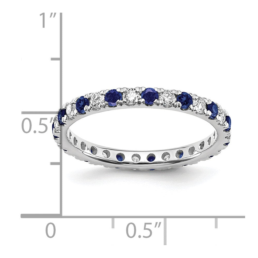 14k White Gold 3/8 Ct. Lab Grown Diamond VS/SI+ G+ and Lab Created Blue Sapphire Eternity Band Ring