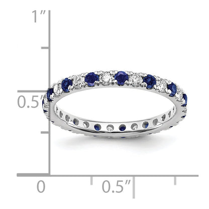 14k White Gold 3/8 Ct. Lab Grown Diamond VS/SI+ G+ and Lab Created Blue Sapphire Eternity Band Ring