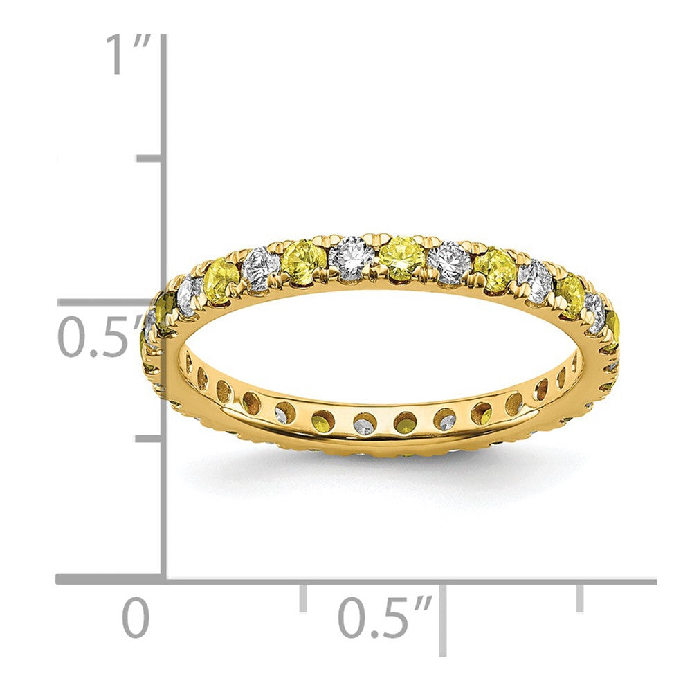 14k Yellow Gold 1/2 Ct. Lab Grown Diamond VS/SI+ G+ and Lab Created Sapphire Eternity Band Ring