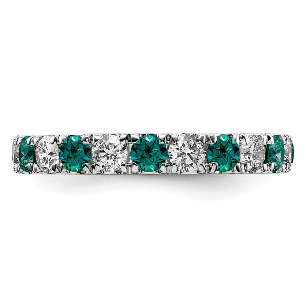 14k White Gold 1 Ct. Lab Grown Diamond VS/SI+ G+ and Lab Created Alexandrite Eternity Band Ring
