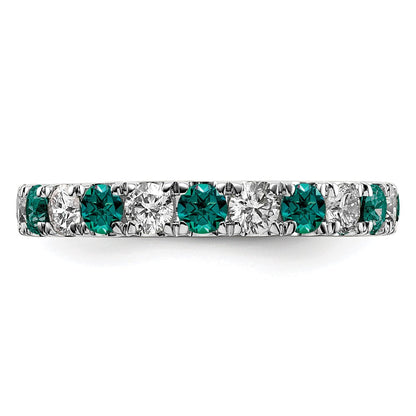 14k White Gold 1 Ct. Lab Grown Diamond VS/SI+ G+ and Lab Created Alexandrite Eternity Band Ring