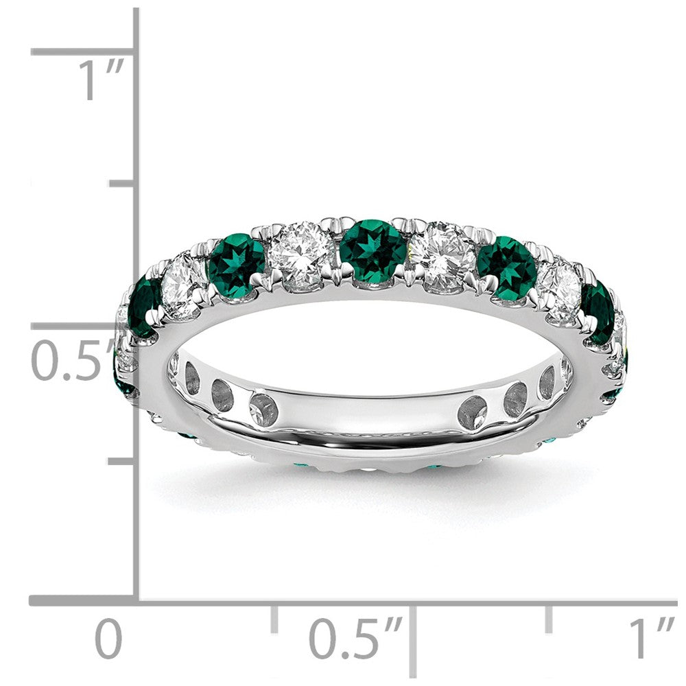 14k White Gold 1 1/5 Ct. Lab Grown Diamond VS/SI+ G+ and Lab Created Alexandrite Eternity Band Ring