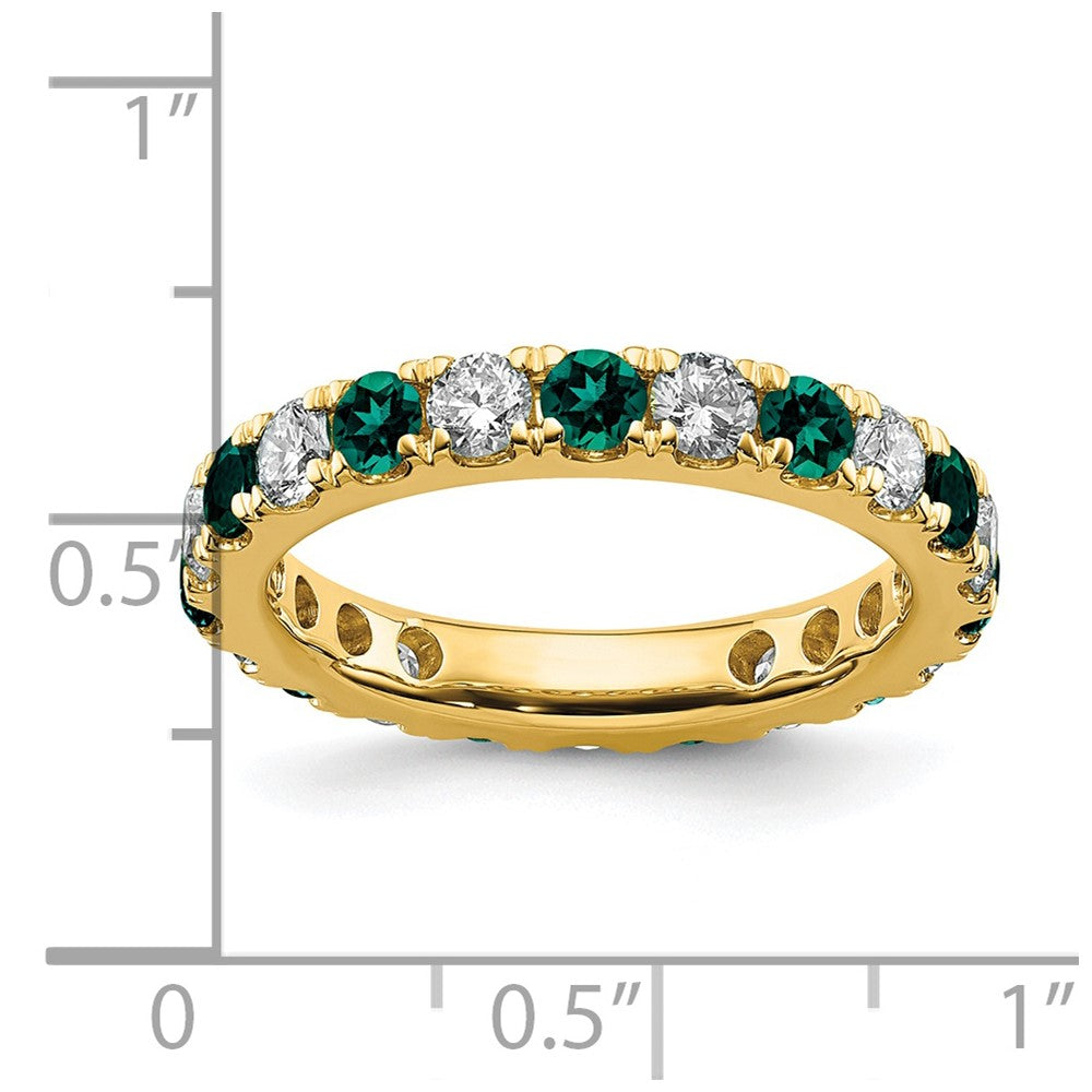 14k Yellow Gold 1 1/5 Ct. Lab Grown Diamond VS/SI+ G+ and Lab Created Alexandrite Eternity Band Ring