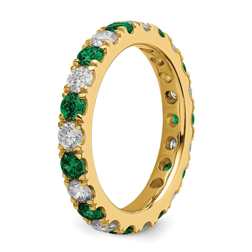 14k Yellow Gold 3/4 Ct. Lab Grown Diamond VS/SI+ G+ and Lab Created Emerald Eternity Band Ring