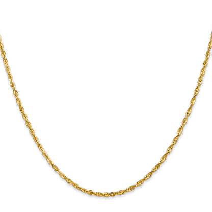 14K Yellow Gold 2mm Extra Light Diamond-Cut Rope With Lobster Clasp Chain Necklace