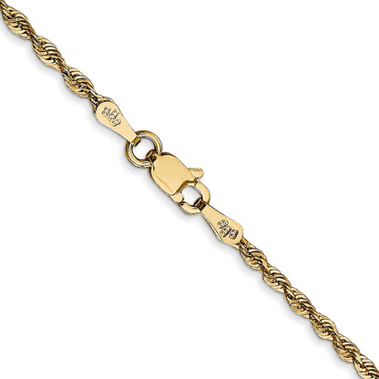 14K Yellow Gold 2mm Extra Light Diamond-Cut Rope With Lobster Clasp Chain Necklace