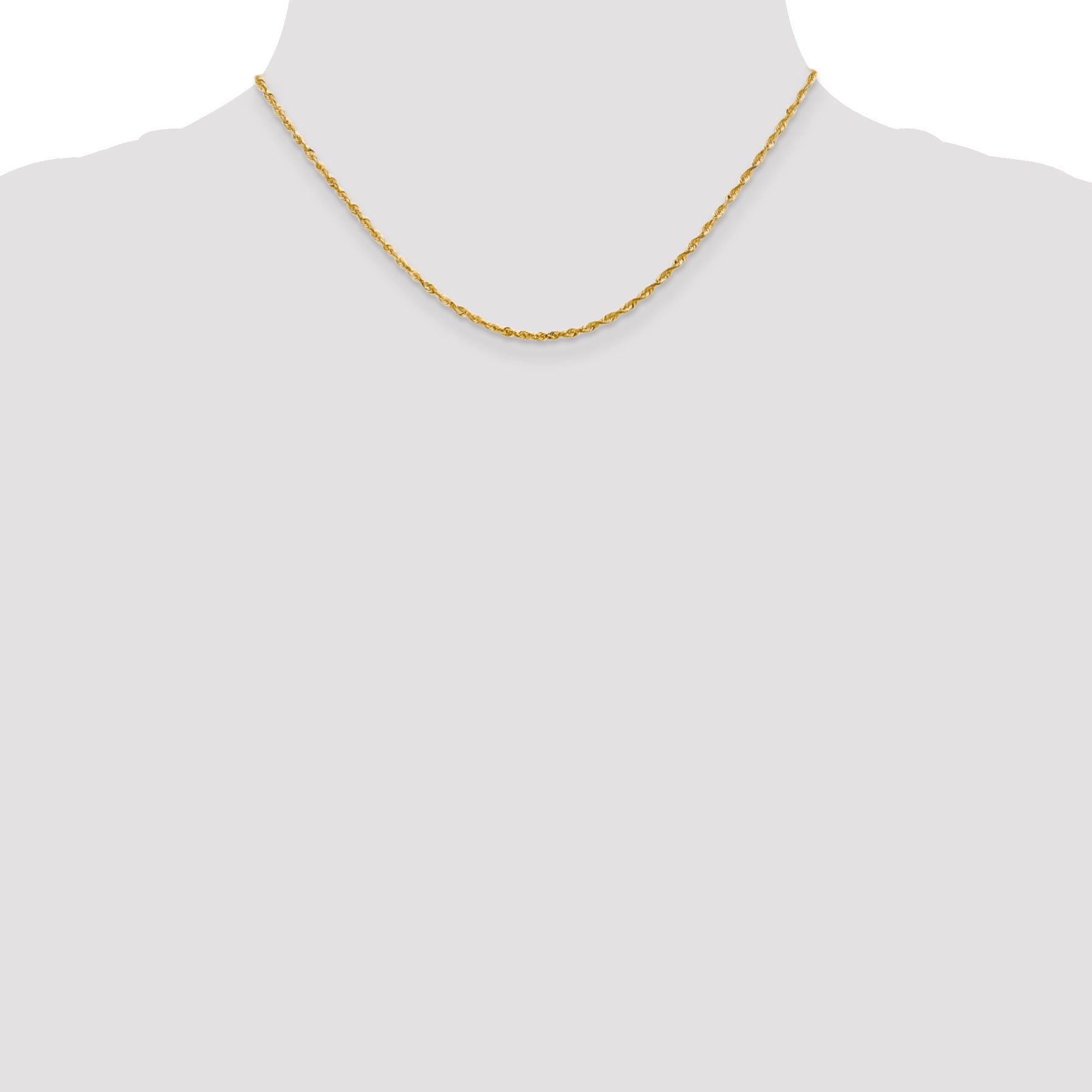 14K Yellow Gold 2mm Extra Light Diamond-Cut Rope With Lobster Clasp Chain Necklace