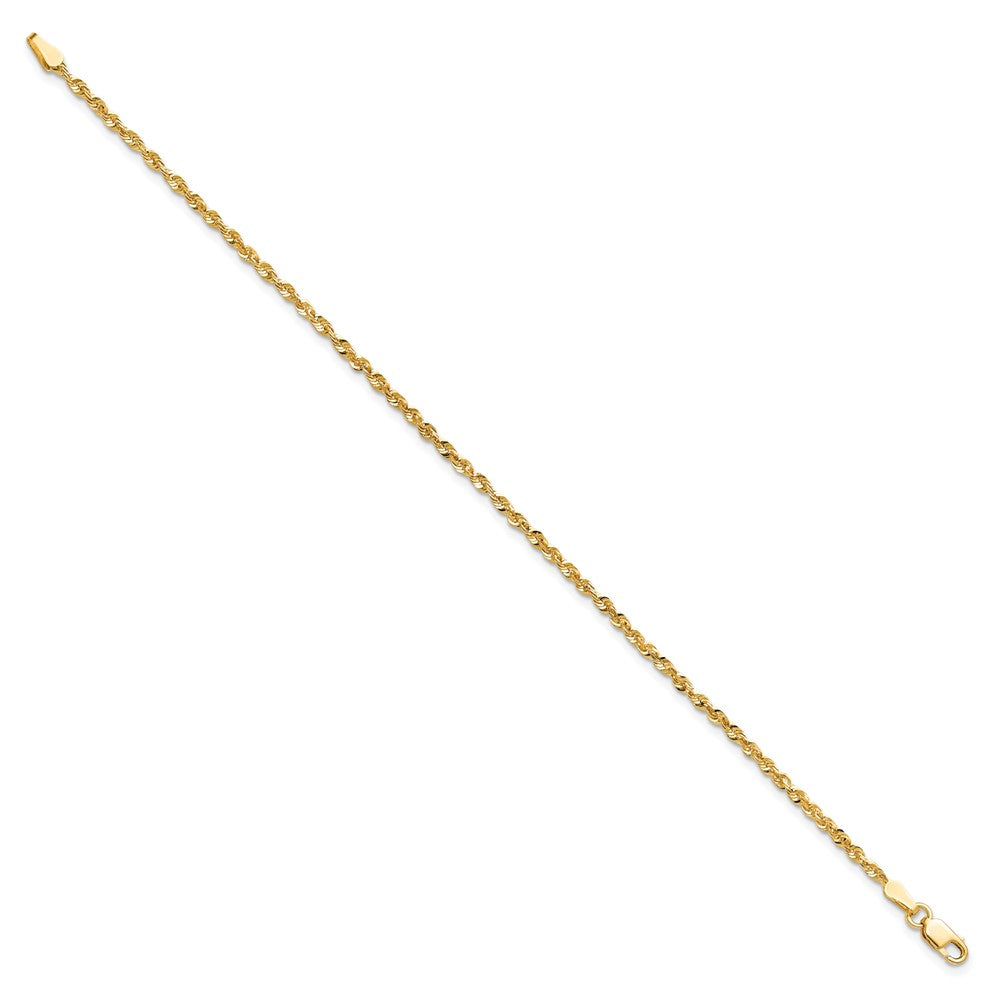 14k Yellow Gold 2mm Extra Light Diamond-cut Rope with Lobster Clasp Chain Bracelet