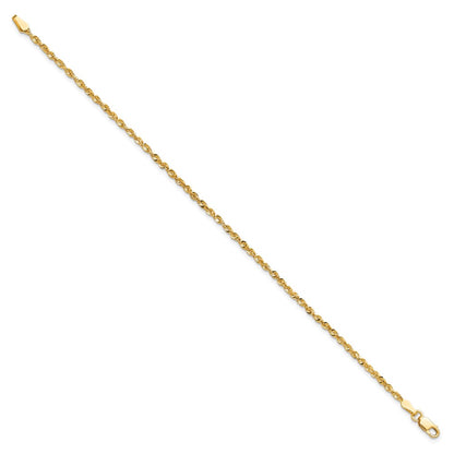 14k Yellow Gold 2mm Extra Light Diamond-cut Rope with Lobster Clasp Chain Bracelet