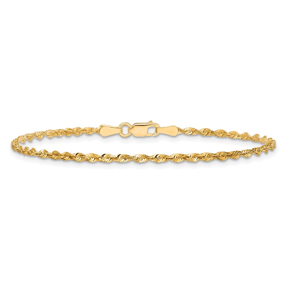 14k Yellow Gold 2mm Extra Light Diamond-cut Rope with Lobster Clasp Chain Bracelet