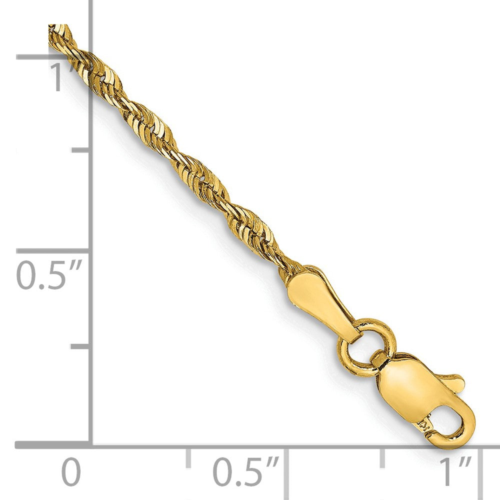 14k Yellow Gold 2mm Extra Light Diamond-cut Rope with Lobster Clasp Chain Bracelet