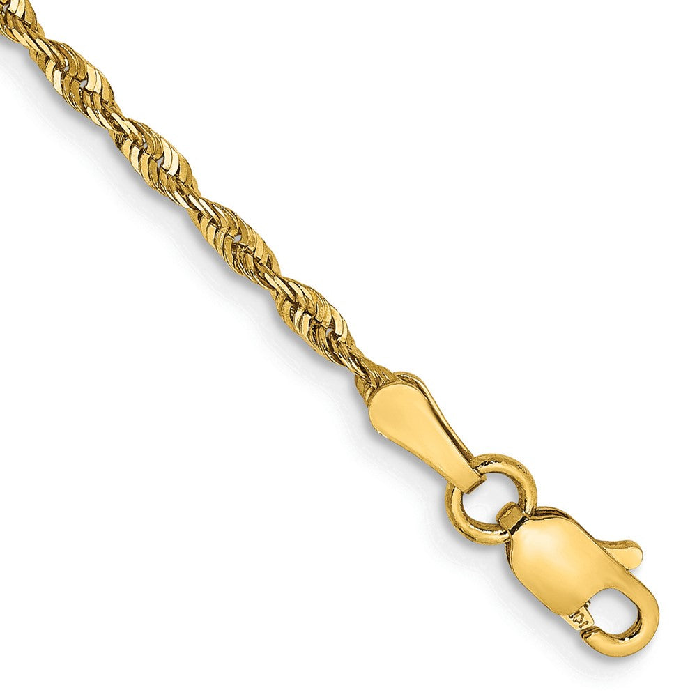 14k Yellow Gold 2mm Extra Light Diamond-cut Rope with Lobster Clasp Chain Bracelet
